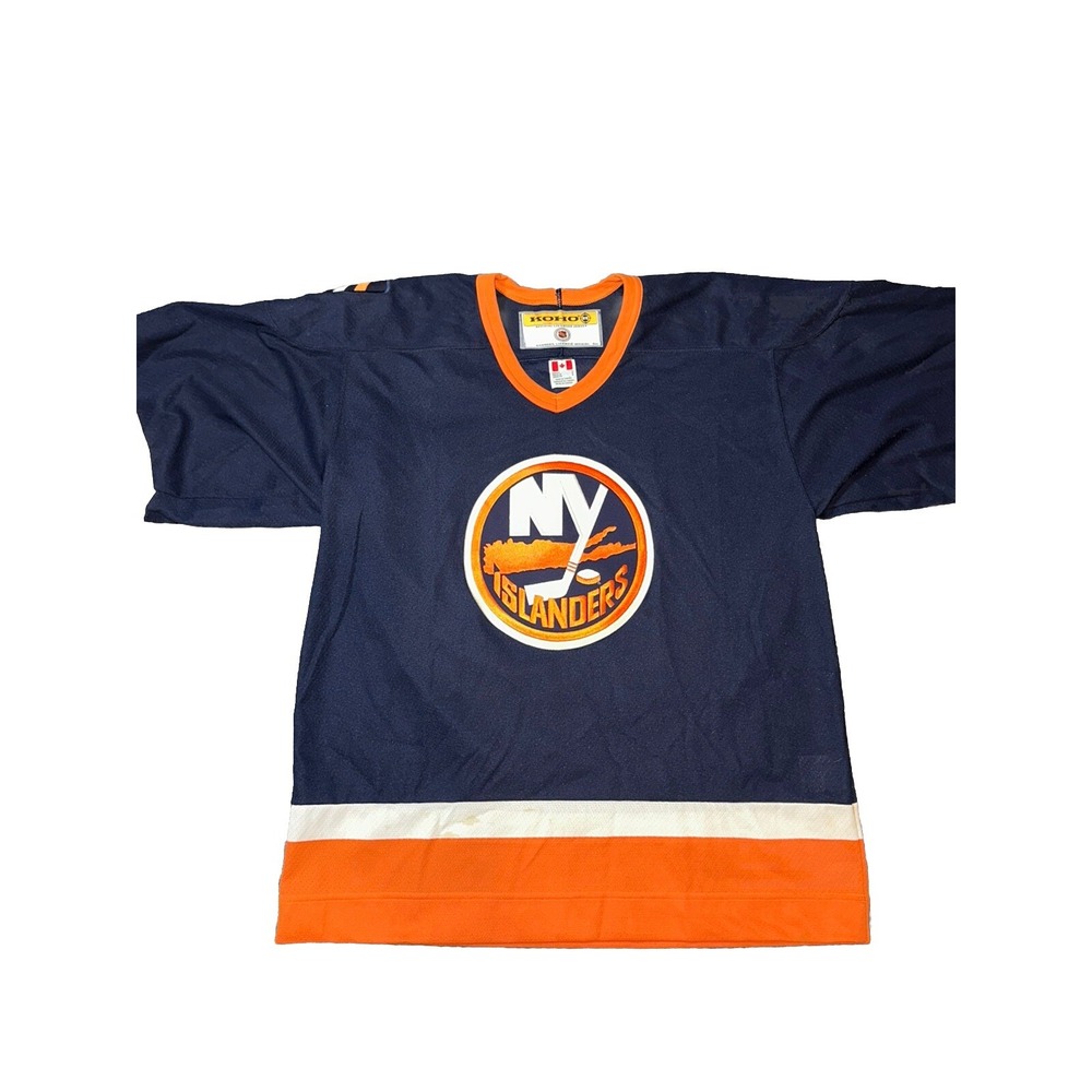 Koho New York Islanders NHL Hockey Jersey Mens Large Navy Blue Orange Vintage